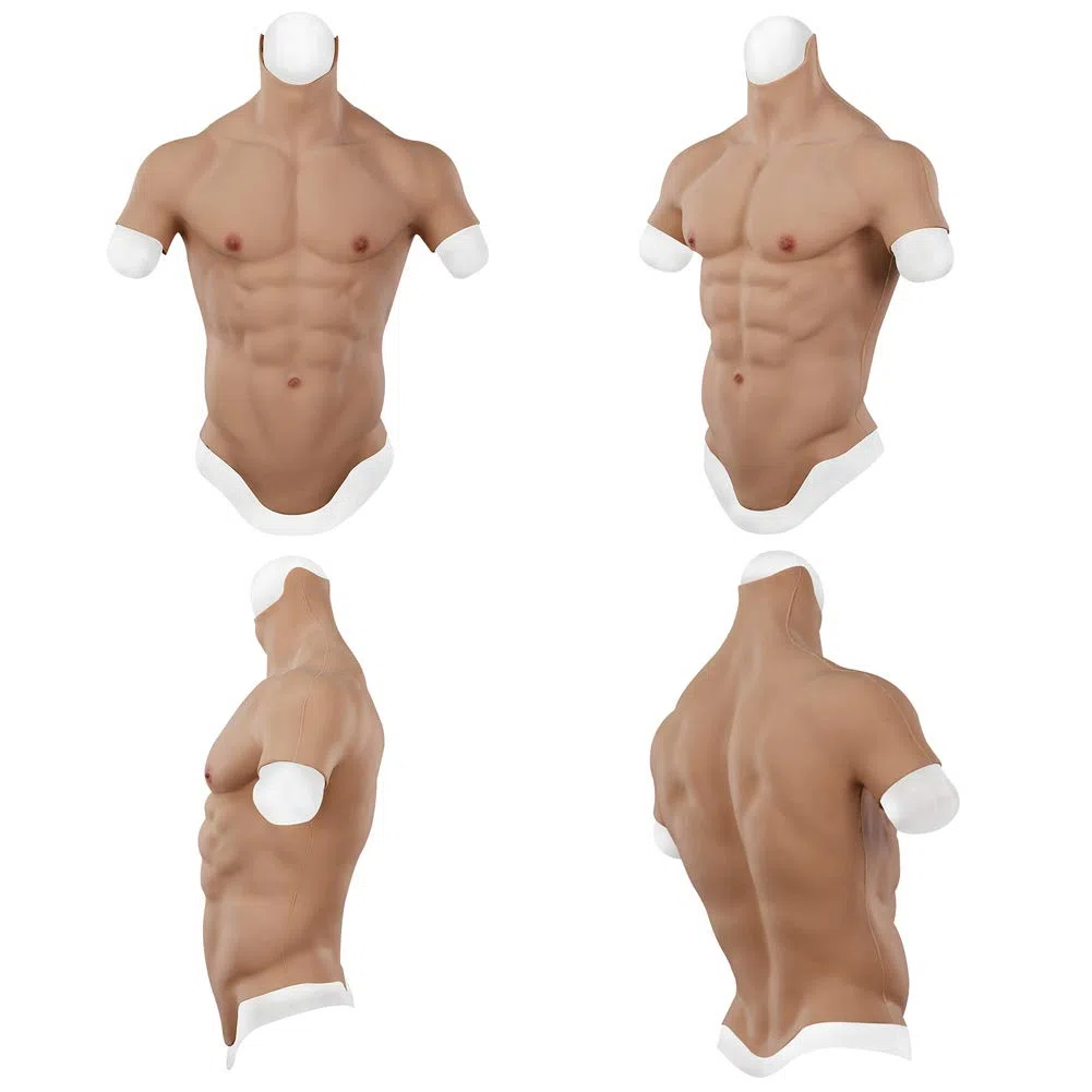 YIQI Chaleco de silicona para el pecho masculino realista de silicona suave