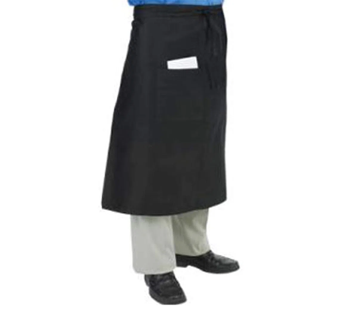 Chef renacimiento 607ba2 Poly algodón redondo Bistro delantal con dos bolsillos media, 34 por 71,5 cm, negro