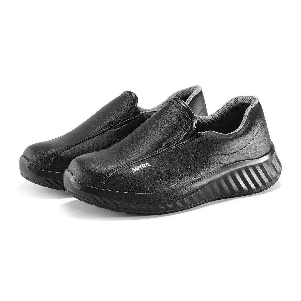 ARTRA Arica 6207 - Zapatillas de trabajo antideslizantes con puntera de acero, para alimentos, cocina, clínica, artesanía, S2, SRC, Negro , 42 EU