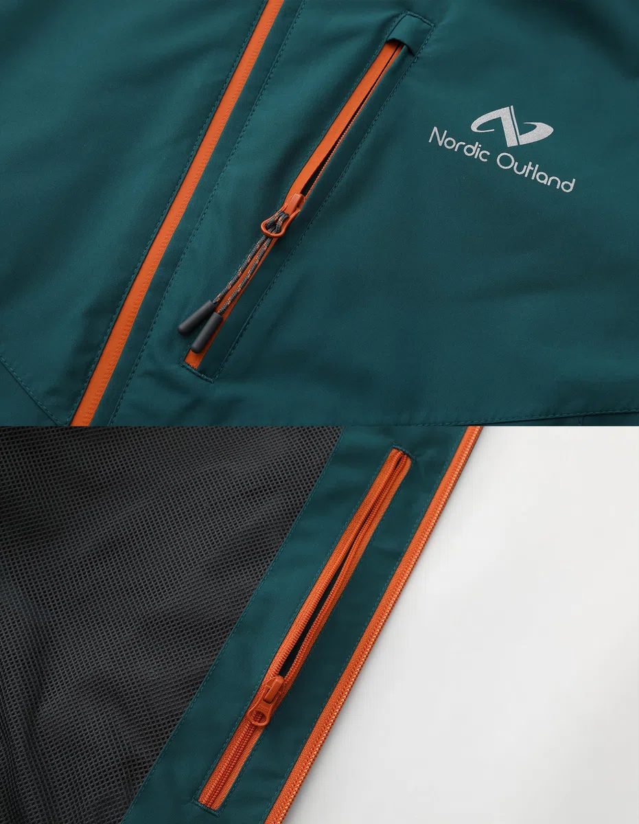 NORDIC OUTLAND Chaqueta impermeable ligera con capucha para hombre, transpirable, para senderismo de montaña al aire libre