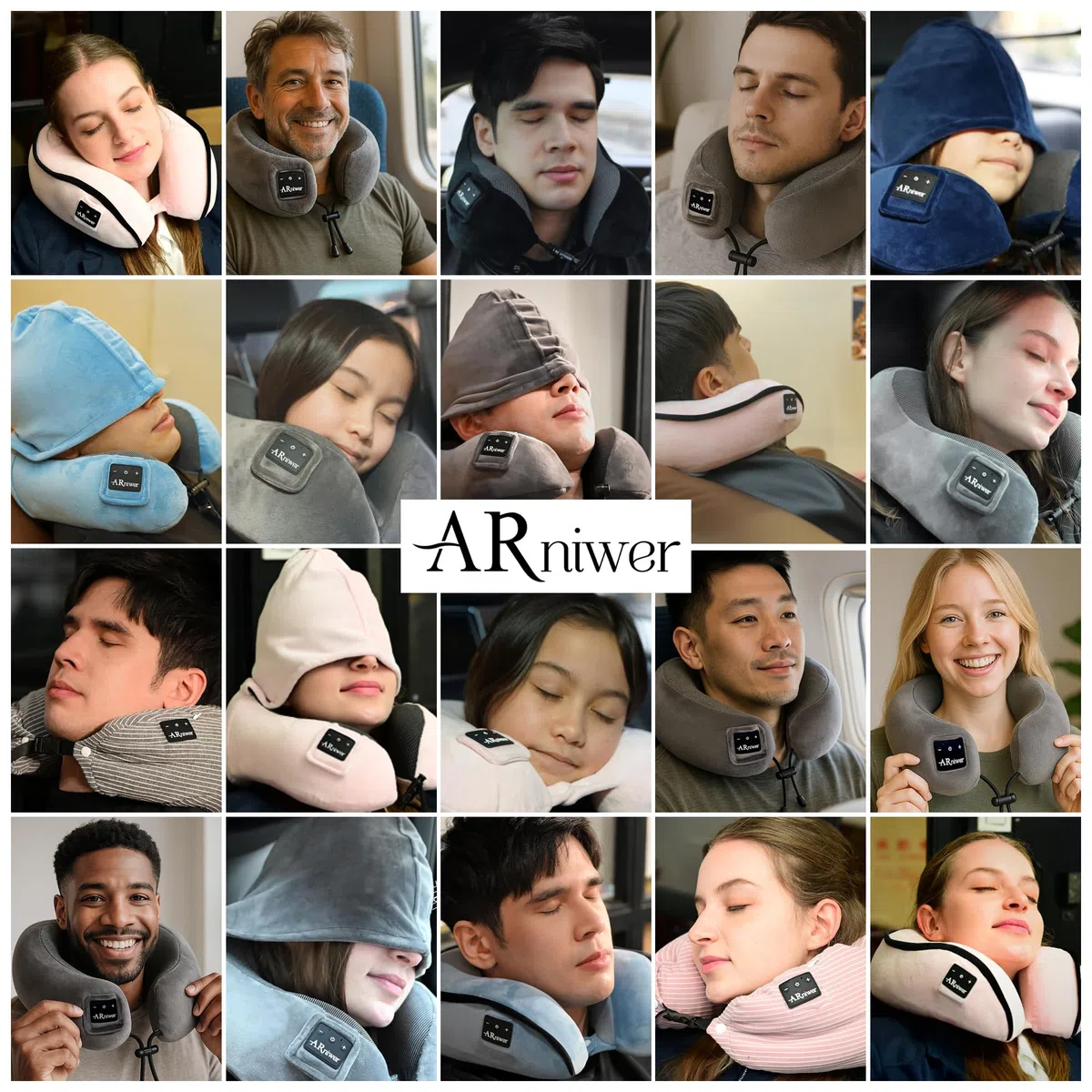 Almohada semicircular para el cuello con capucha y altavoz Bluetooth inalámbrico, apto para avión, coche, oficina y campamento al aire libre para dormir, descansar, los mejores artículos