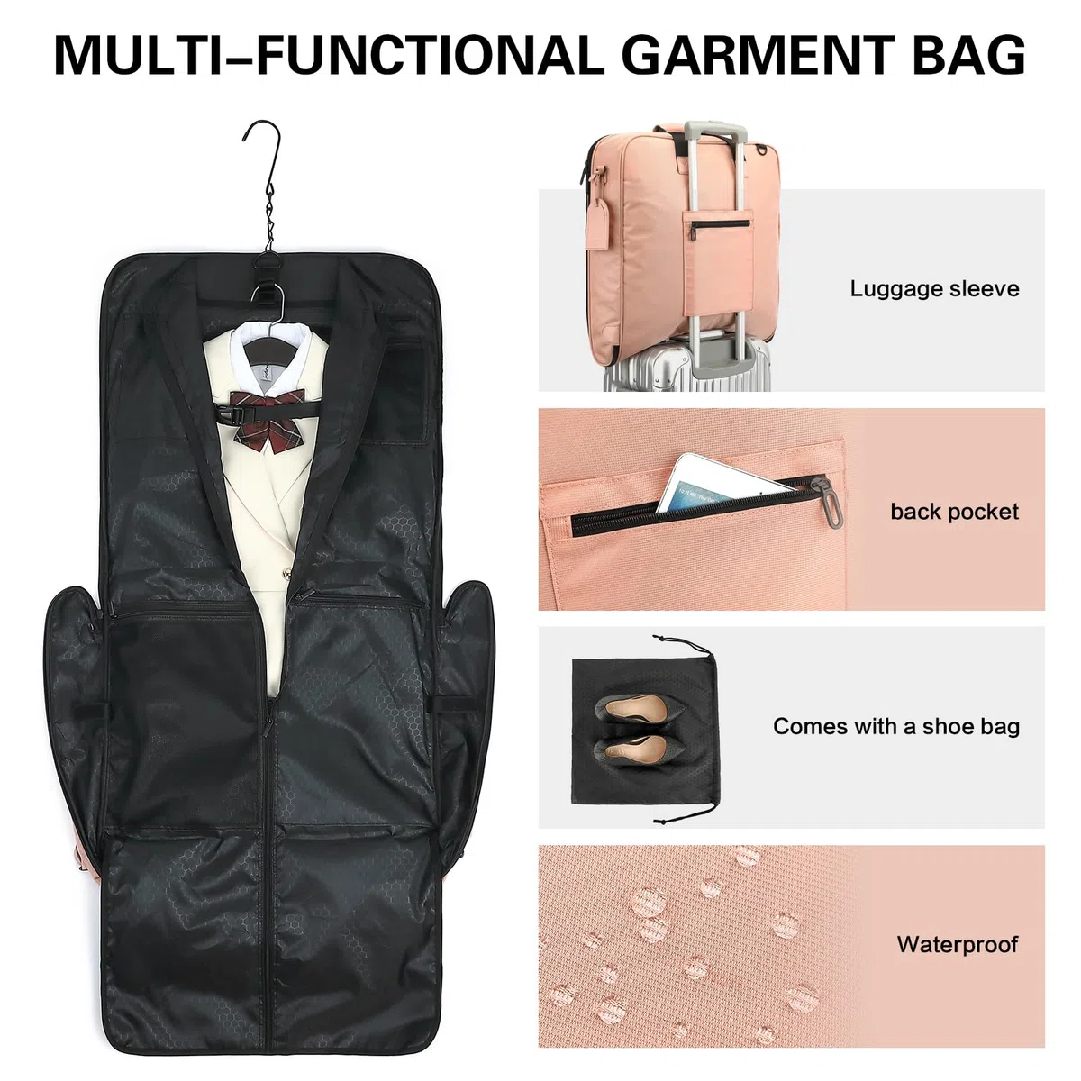 Bolsas de ropa para viajes (rosa)