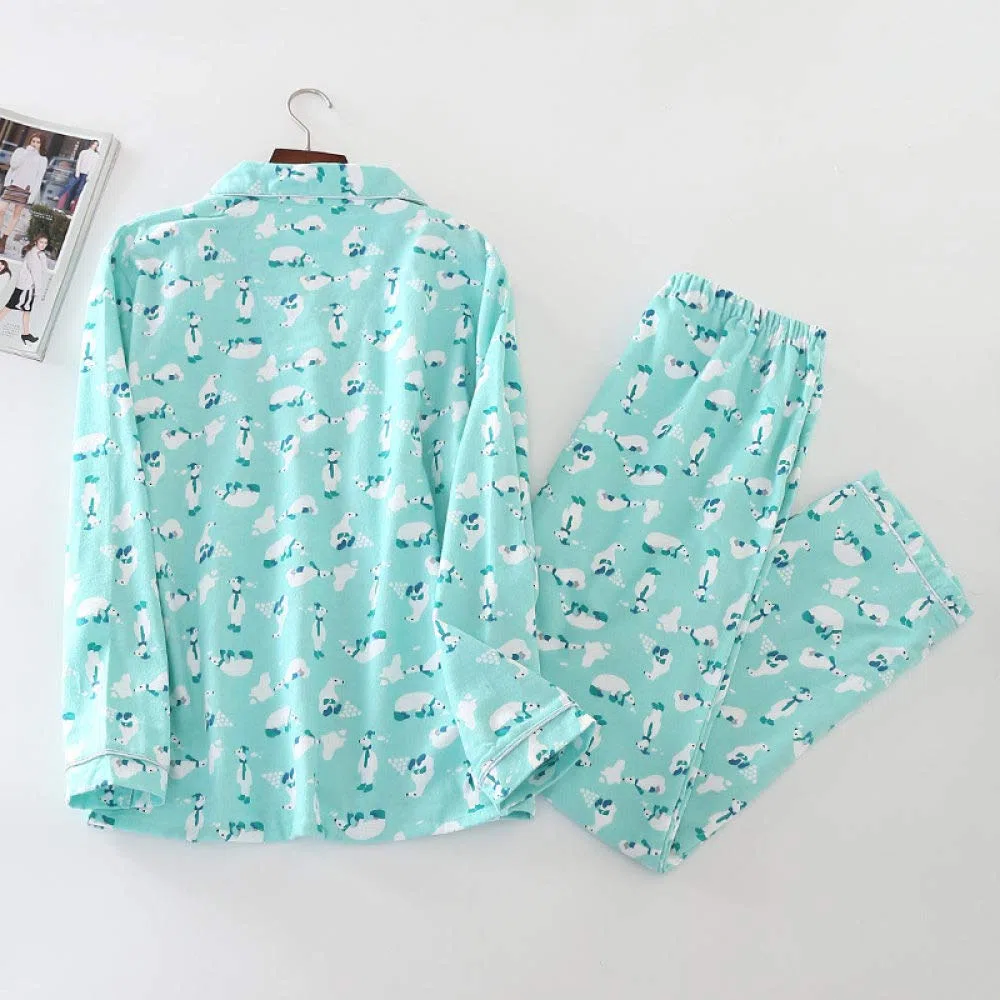 Conjunto De Pijamas De Mujer,Conjunto De Pijamas Suaves Conjuntos De Salón De Osos Polares Tejidos Con Botones Con Bolsillos En La Parte Superior Y Pantalones Pjs Set Ropa De Dormir De Manga Larga R
