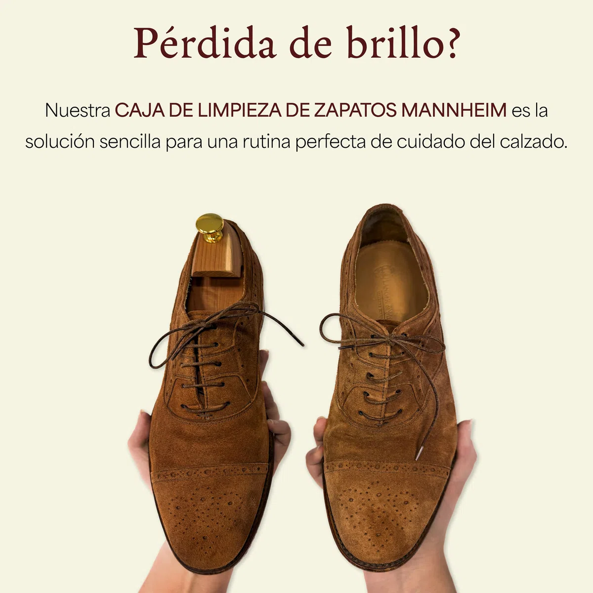 Langer & Messmer caja limpieza zapatos de alta calidad sin contenido o con set de cuidado de varias piezas con cremas para el cuidado, cepillos para zapatos y paños de algodón modelo Mannheim