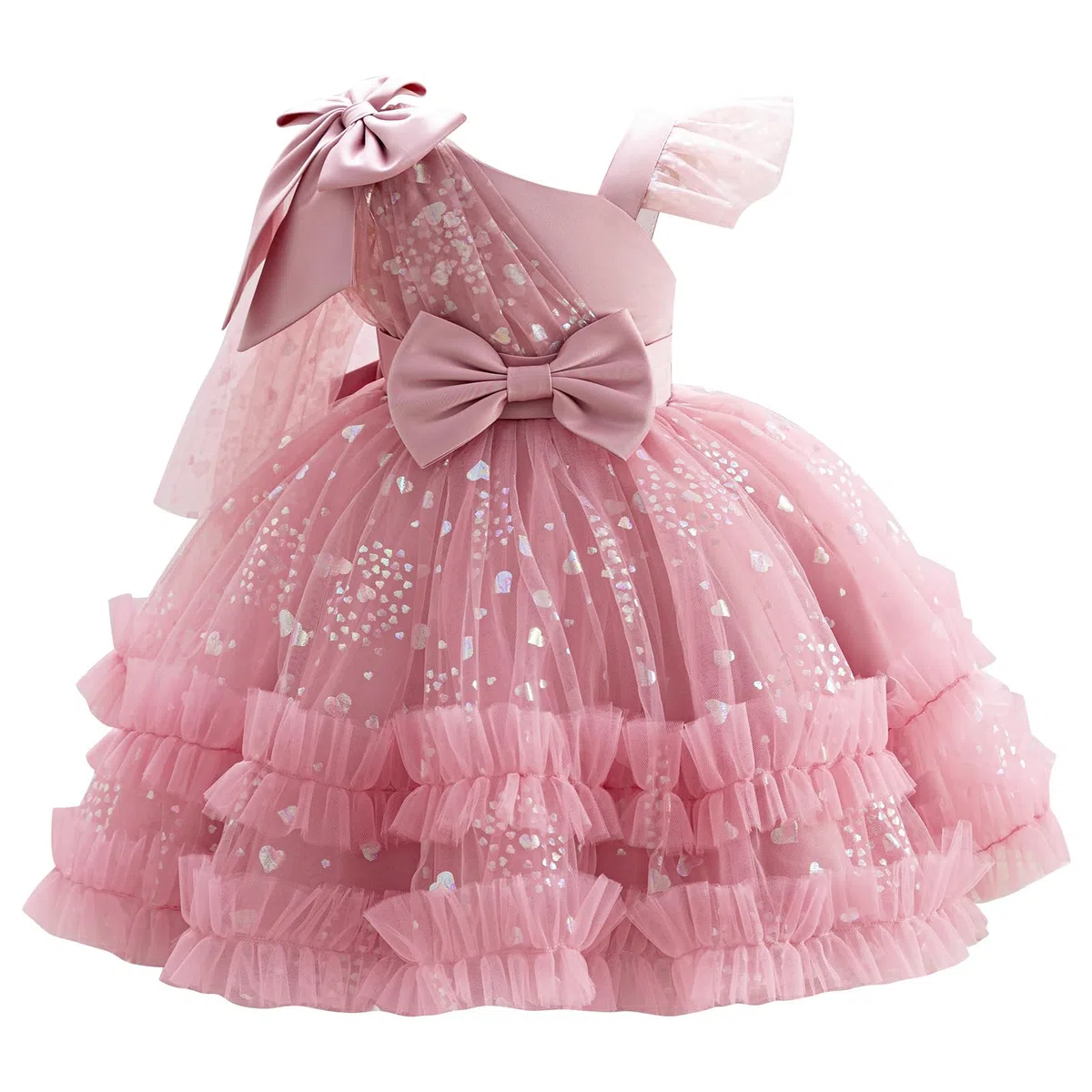 OBEEII Vestido de concurso para niñas pequeñas, vestido de tul con lentejuelas y corazón, vestido de tutú de flores para boda, princesa, fiesta de cumpleaños, vestido de graduación