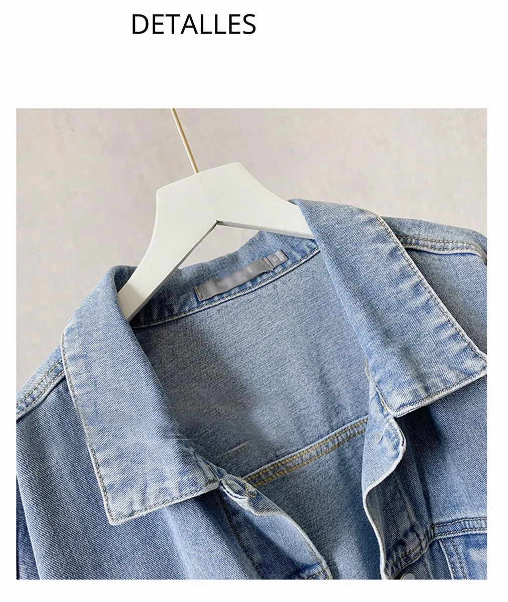 Chaqueta Vaquera Mujer Oversize Casual Trucker Chaqueta Vaquera con Bolsillos Abrigo Entretiempo Primavera Otoño