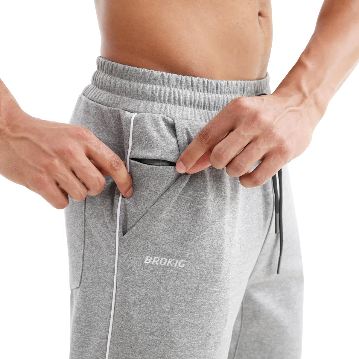 BROKIG Pantalones rectos para hombre, pantalones largos, bajos abiertos, corte holgado, pantalones deportivos para hombre, pantalones de ocio con bolsillos, cómodos pantalones de entrenamiento para