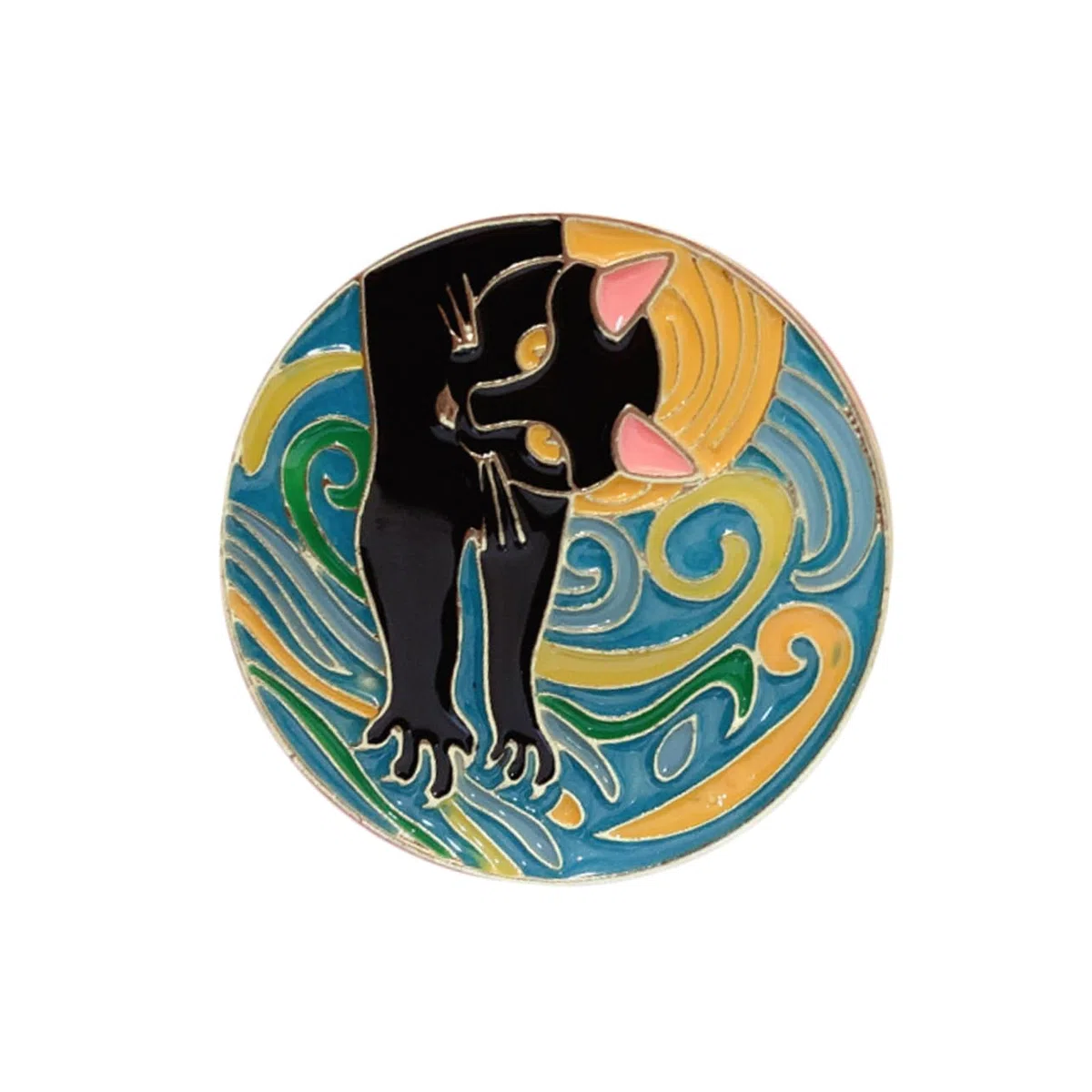 Broches exquisitos de aleación esmaltada con diseño de Gato de Dibujos Animados Vintage para Mujer.