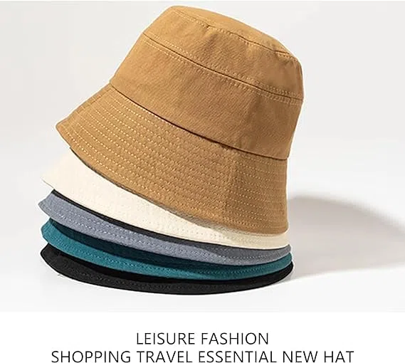 2PCS Unisex Cotton Bucket Hat for Women Men, Denim Packable Fisherman, Summer Sun Beach Hat for Casual Trips (M,10)