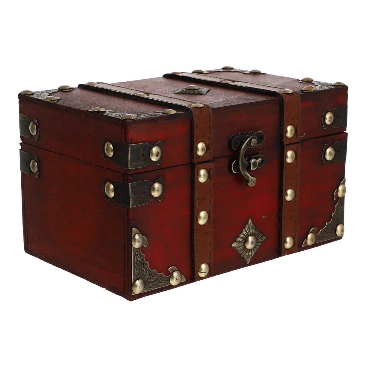 Caja de Regalo Hecha a Mano, Caja de Almacenamiento de Madera, Caja de Recuerdo de Madera, Cofre del Tesoro, Caja de Cofre Vintage, Caja de Madera Decorativa, Organizador de j(Rojo)