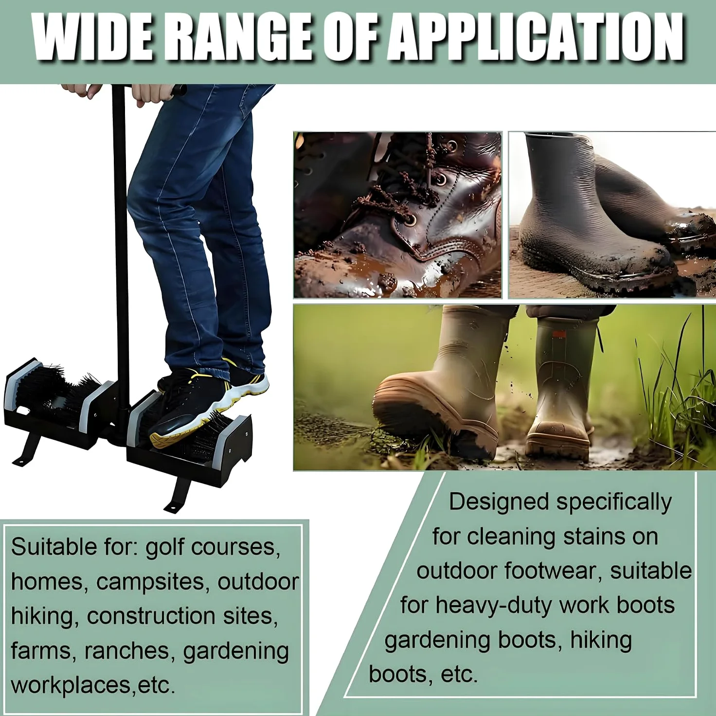 Cepillo rascador de zapatos resistente con asa, limpiador de botas al aire libre para barro, suciedad y nieve, removedor de barro montable en el suelo, rascador eficaz para botas