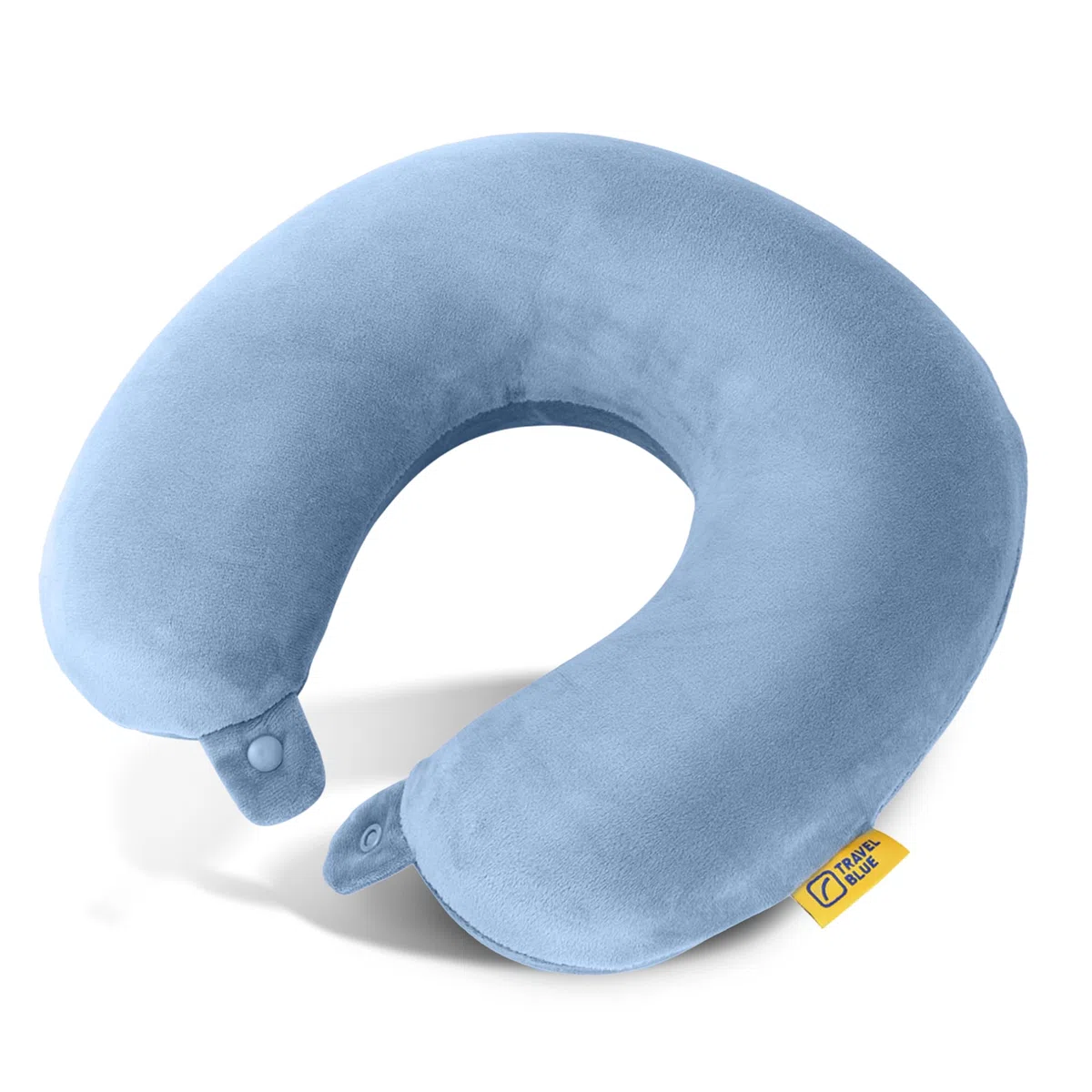 Travel Blue Almohada Cervical de Espuma Viscoelástica – Compacta y Ligera Almohada de Viaje con Soporte para el Cuello – Ideal para Coche, Tren, Avión – Funda de Poliéster Desmontable y Lavable