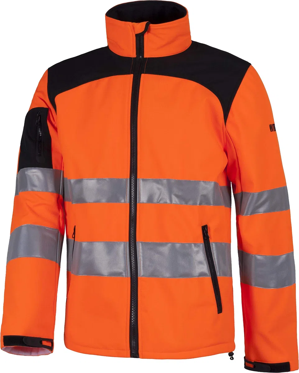 Work Team Workshell de Alta Visibilidad con Cintas Reflectantes de Diferentes tamaños. EN ISO 20471:2013 Hombre Naranja A.V.+ Negro M