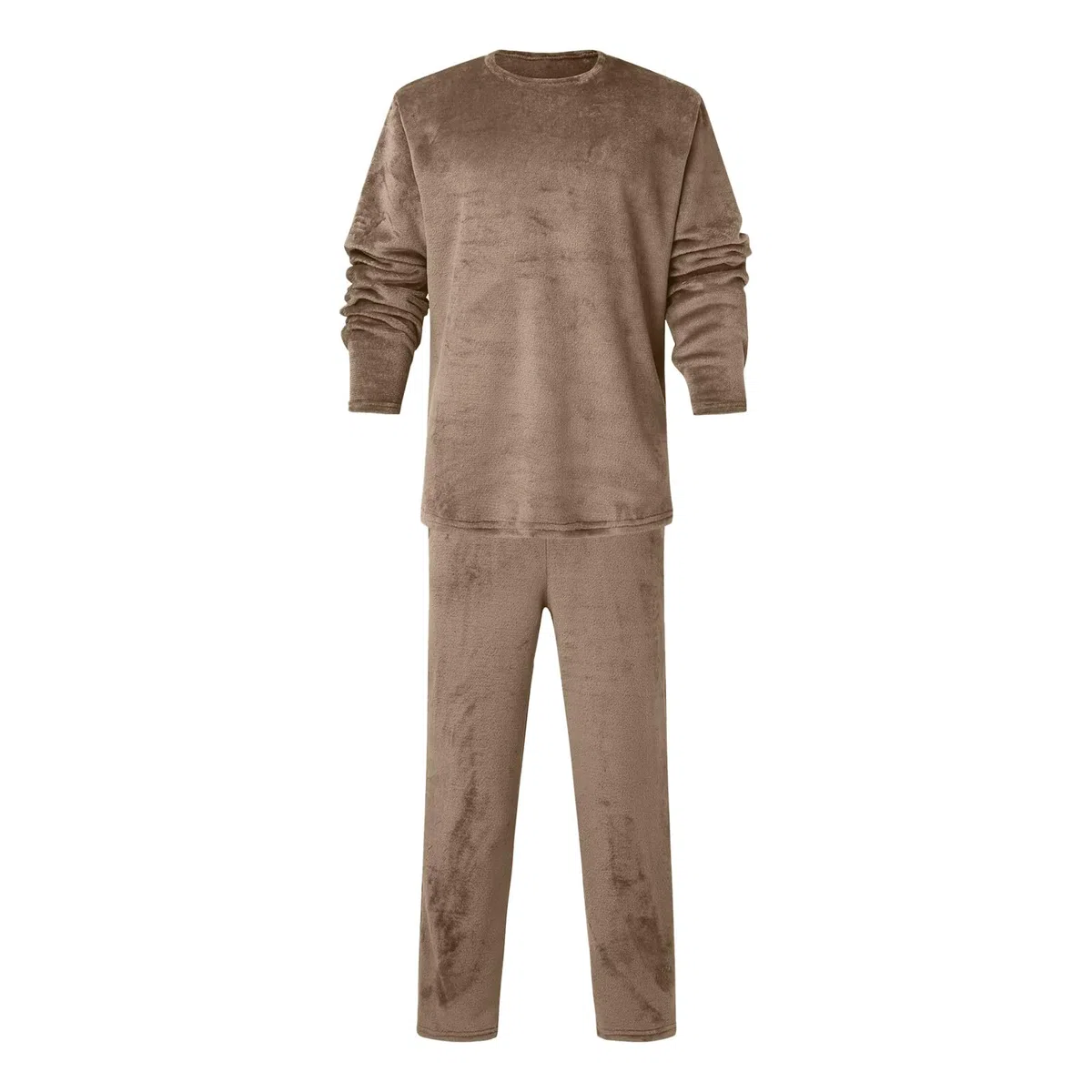 Pijama genérico para hombre de cuatro estaciones, traje de casa, tejido suave, color liso, camisa, pantalón largo, forro polar, cálido, ocio, cómodo