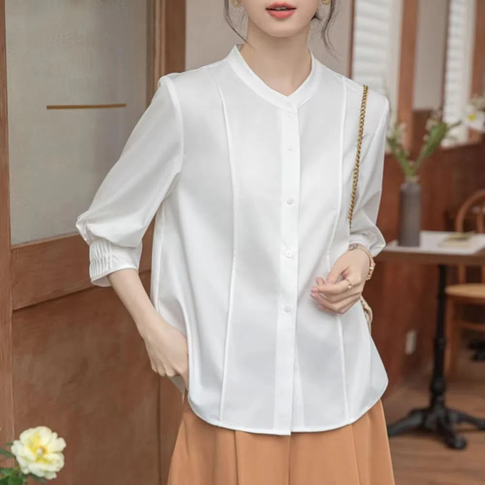 Blusa de gasa para mujer, manga 3/4, elegante, formal, informal, a juego
