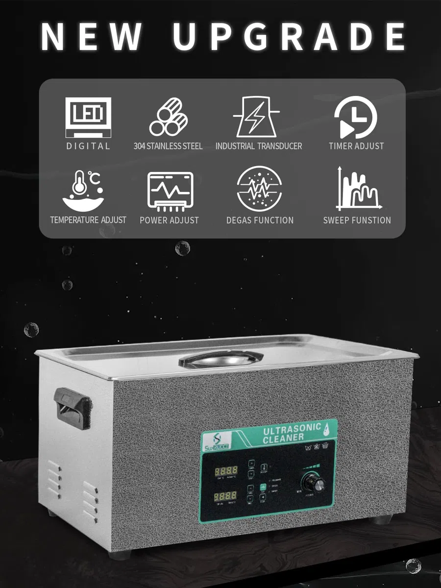Limpiador ultrasónico de 20 l con potencia y barrido ajustable, limpiador ultrasónico de 480 W, temporizador y calentador digital, limpiador de piezas de alta resistencia para herramientas