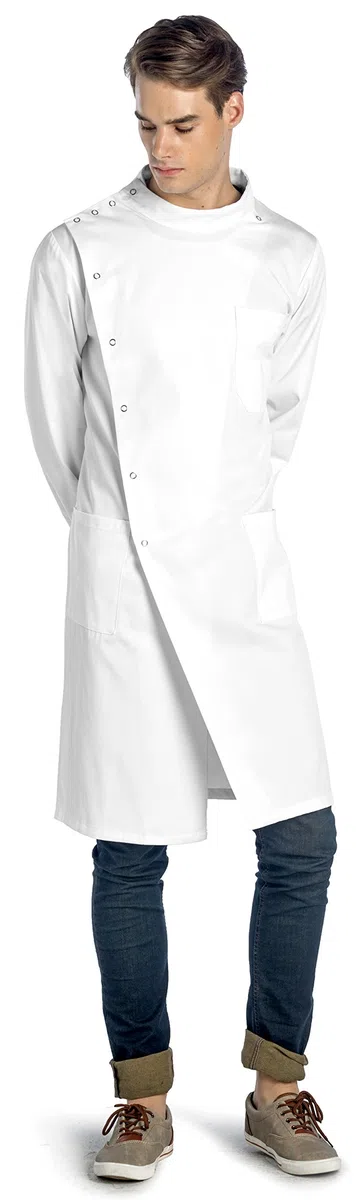 Dr. James Bata de Laboratorio Premium Howie Style Unisex para Hombres y Mujeres, con Mangas con puños, Ajuste clásico, Cierre a presión