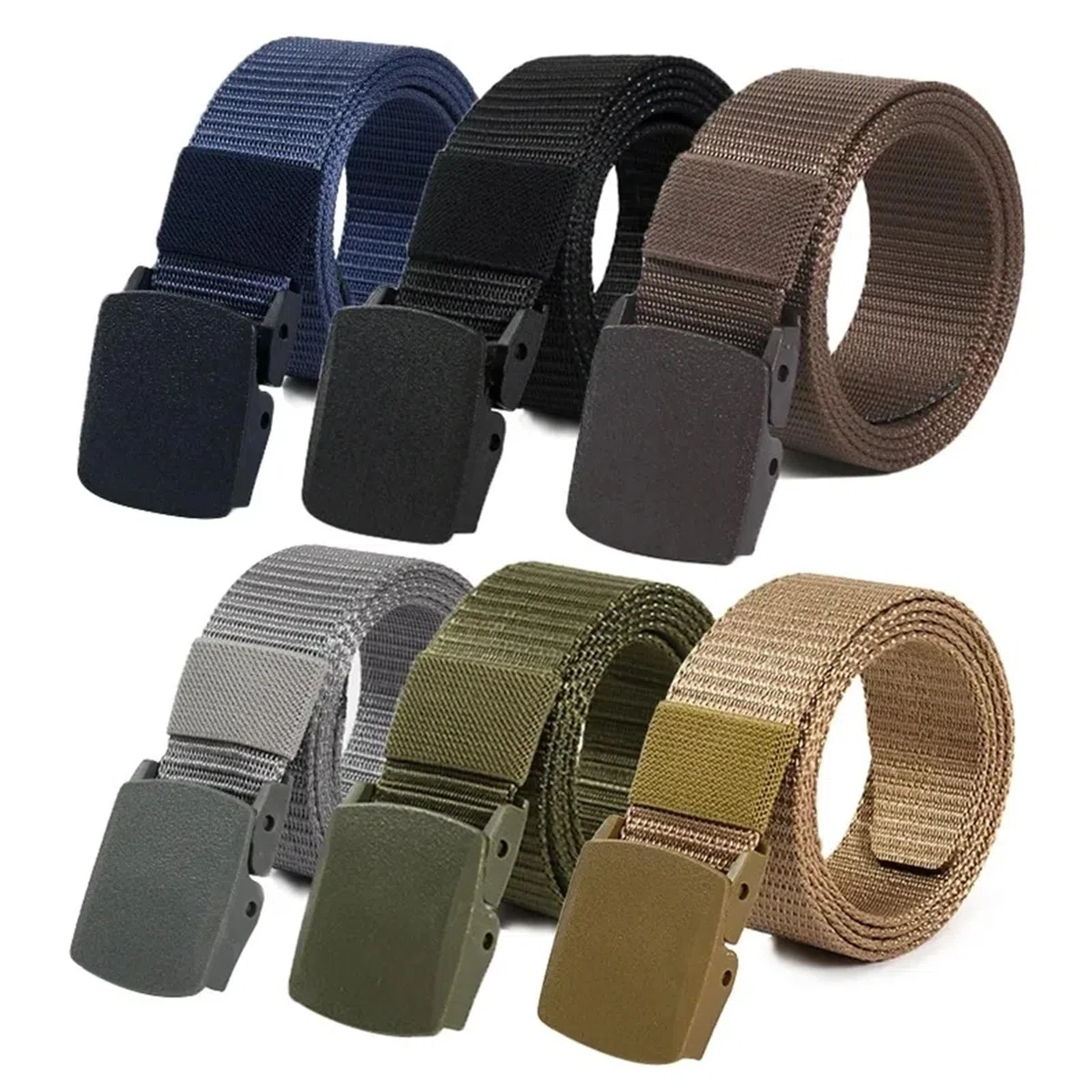 Cinturones for hombre, cinturones vaqueros Unisex, cinturón ajustable for viaje al aire libre, con hebilla de plástico for pantalones, 2 uds Para Hombre