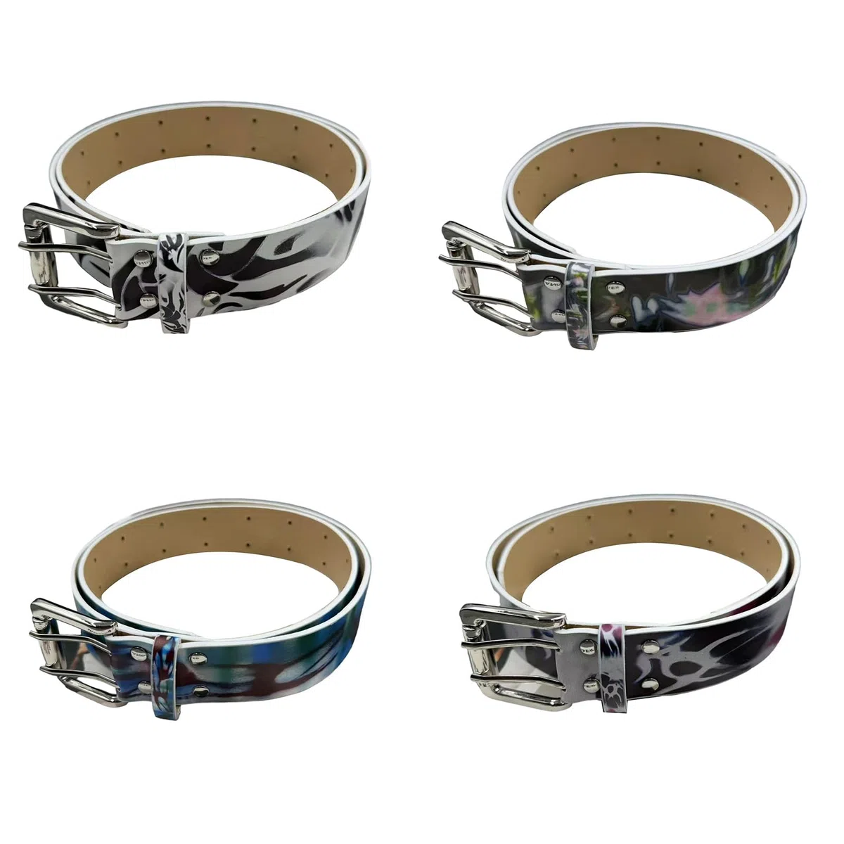 Cinturón de graffiti retro ajustable para hombres y mujeres de piel sintética con hebillas fuertes para varias ocasiones, cinturón de tela ajustable