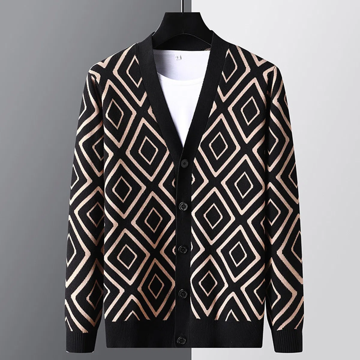 Cardigan Hombre Botones, Jersey Hombre Invierno Manga Larga Cárdigan De Punto Trenzado Casual Cuello De Chal Abotonado con Bolsillos para Otoño E Invierno
