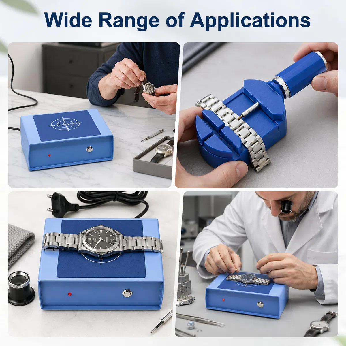 Desmagnetizador de Reloj y Herramienta para Correa de Reloj, 2 en 1 Herramienta de Reparación de Reloj de Control de Tarjeta de Microordenador Máquina de Desmagnetización de Reloj