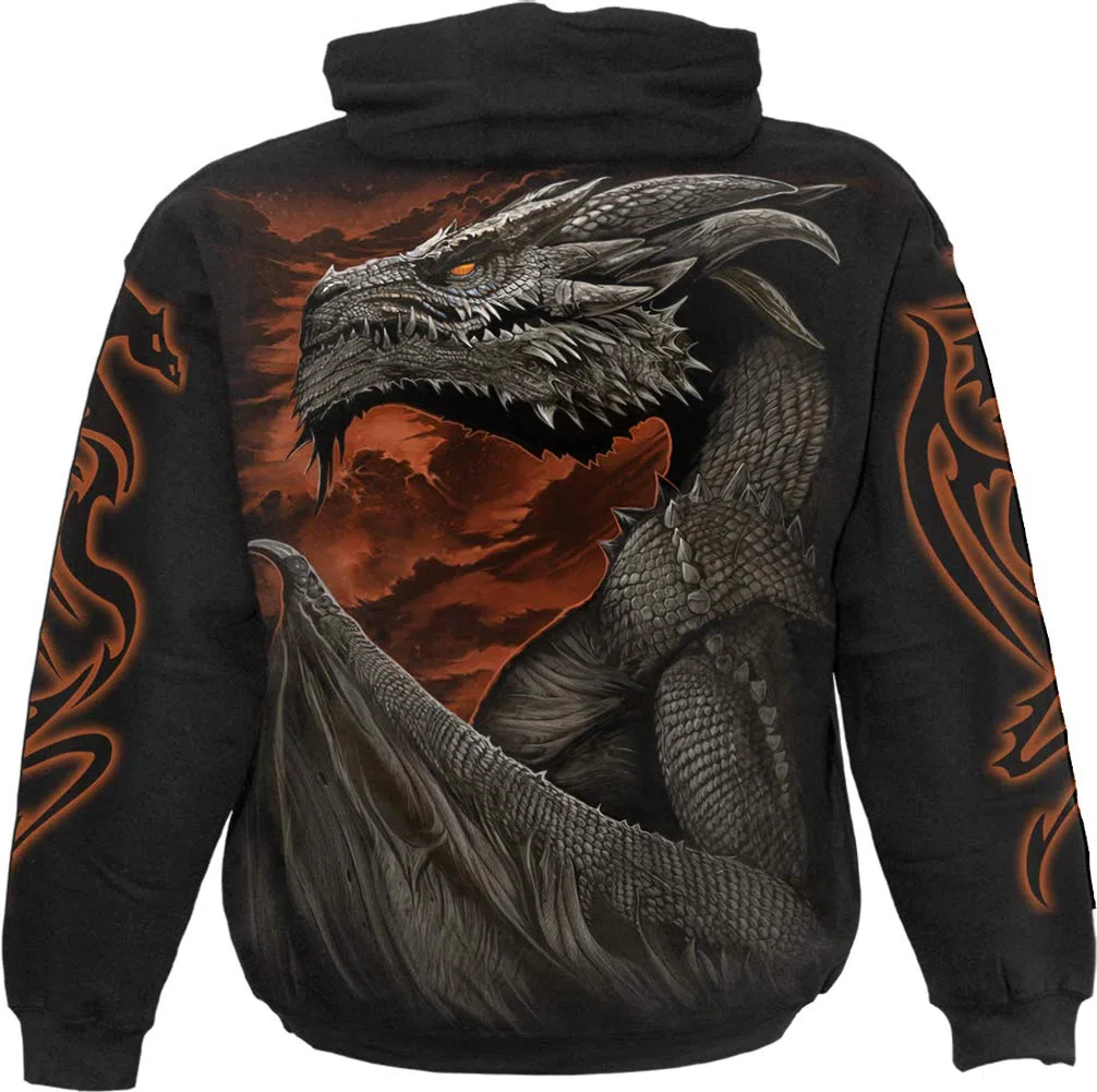 Spiral Majestic Draco Hombre Sudadera con Capucha Negro 100% algodón Regular