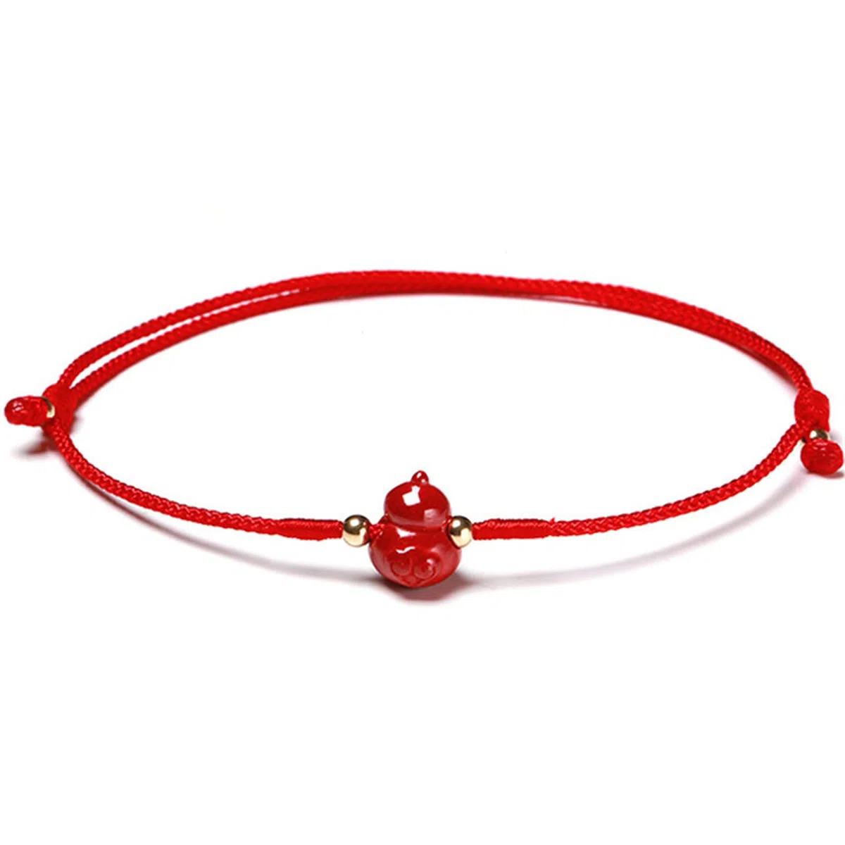 Pulsera de la Suerte, Pulsera Feng Shui, Wealth Wu Lou, Calabaza cinabrio, Hilo Rojo Trenzado, Amuleto Ajustable, talismán para Prosperidad, y el Dinero.