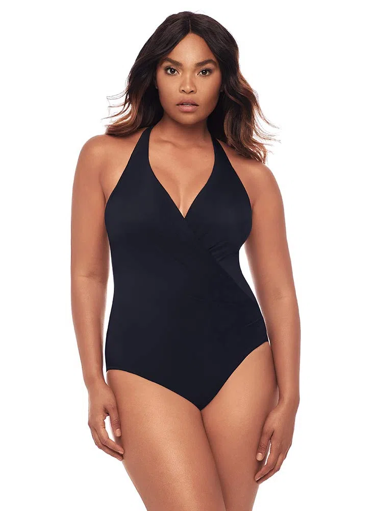 Miraclesuit Traje de baño envolvente de una pieza para mujer, con control de abdomen, copa suave