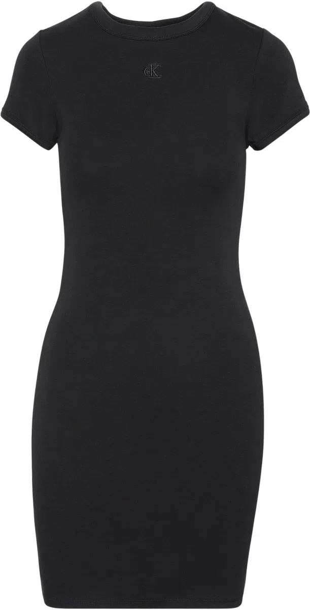 Calvin Klein Vestido Camisero Corta Mujer Mini con Cuello Redondo