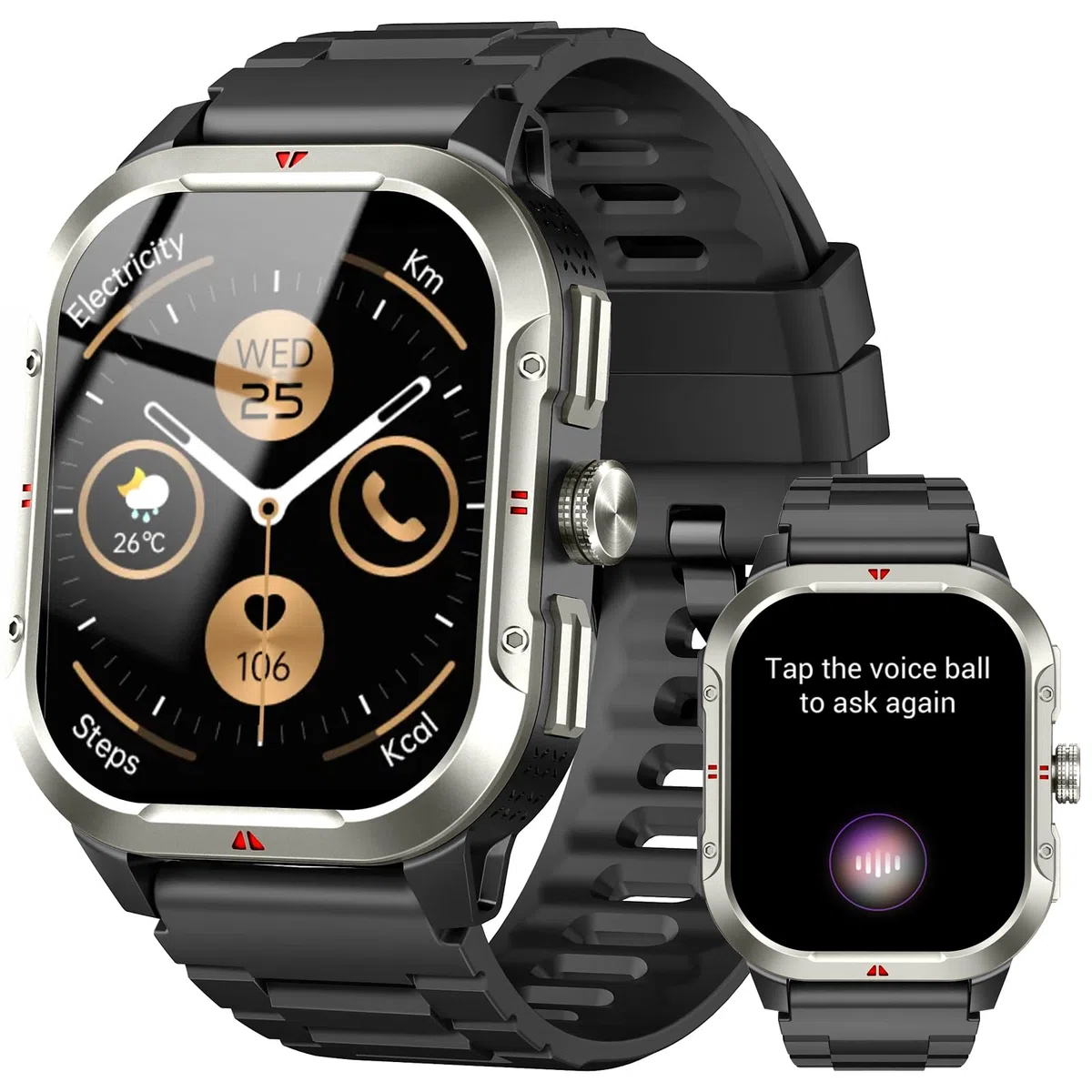 Jugeman Reloj Inteligente Hombre con GPS, 2.06'' Smartwatch,Fitness Tracker | Llamadas Bluetooth, IP68, 110+ Modos Deportivos, Monitor de Sueño/Podómetro/Pulsómetro Smart Watch para Android iOS
