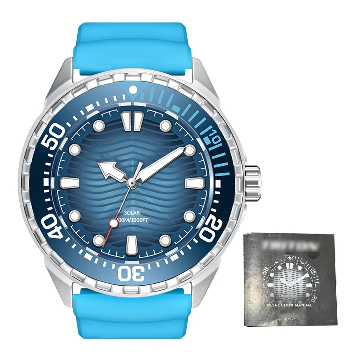 Aramox Reloj de Buceo de Cuarzo con Energía Solar, Correa de Silicona de Acero Inoxidable Reloj de Buceo 300 M, Movimiento de Cuarzo Luminoso para Hombres Mujeres Deportes Al Aire