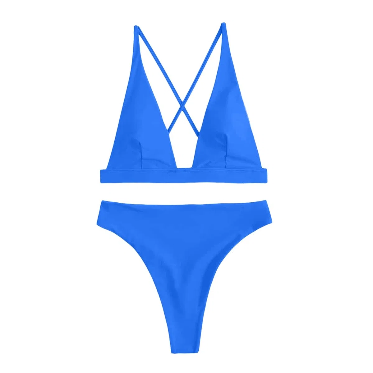 Bikini Mujer Tanga Conjunto Cintura Alta Sexy Triángulo Brasileño Top Profundo Cuello En V Traje De Baño Dos Piezas Trajes, Rosa Fuerte, XL