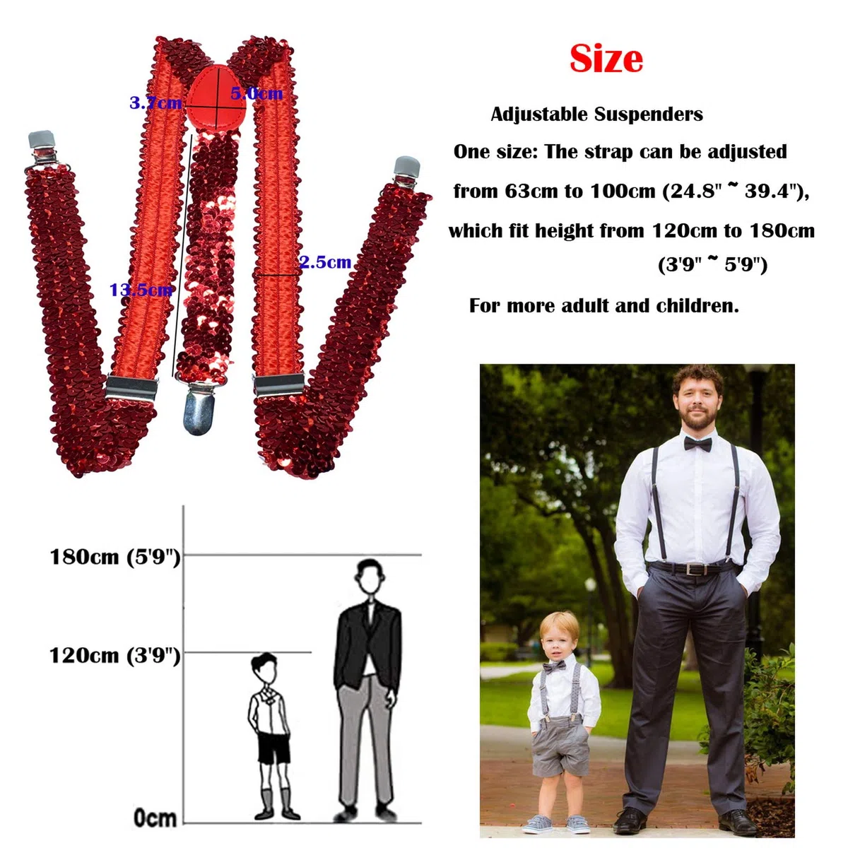 Tirantes de 25 mm de ancho para hombre, resistentes, ajustables y elásticos en la espalda en Y para pantalones informales y formales.