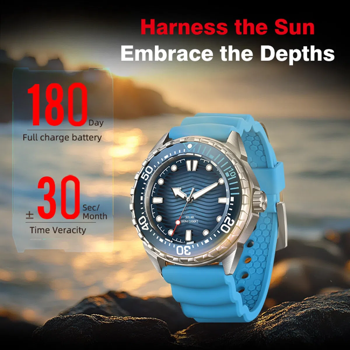 SENECESLI Reloj de Buceo Deportivo Impermeable, 300m/1000 Pies, Iluminación Rápida, Reloj de Cuarzo para Al Aire, Casual, Negocios, Diariamente