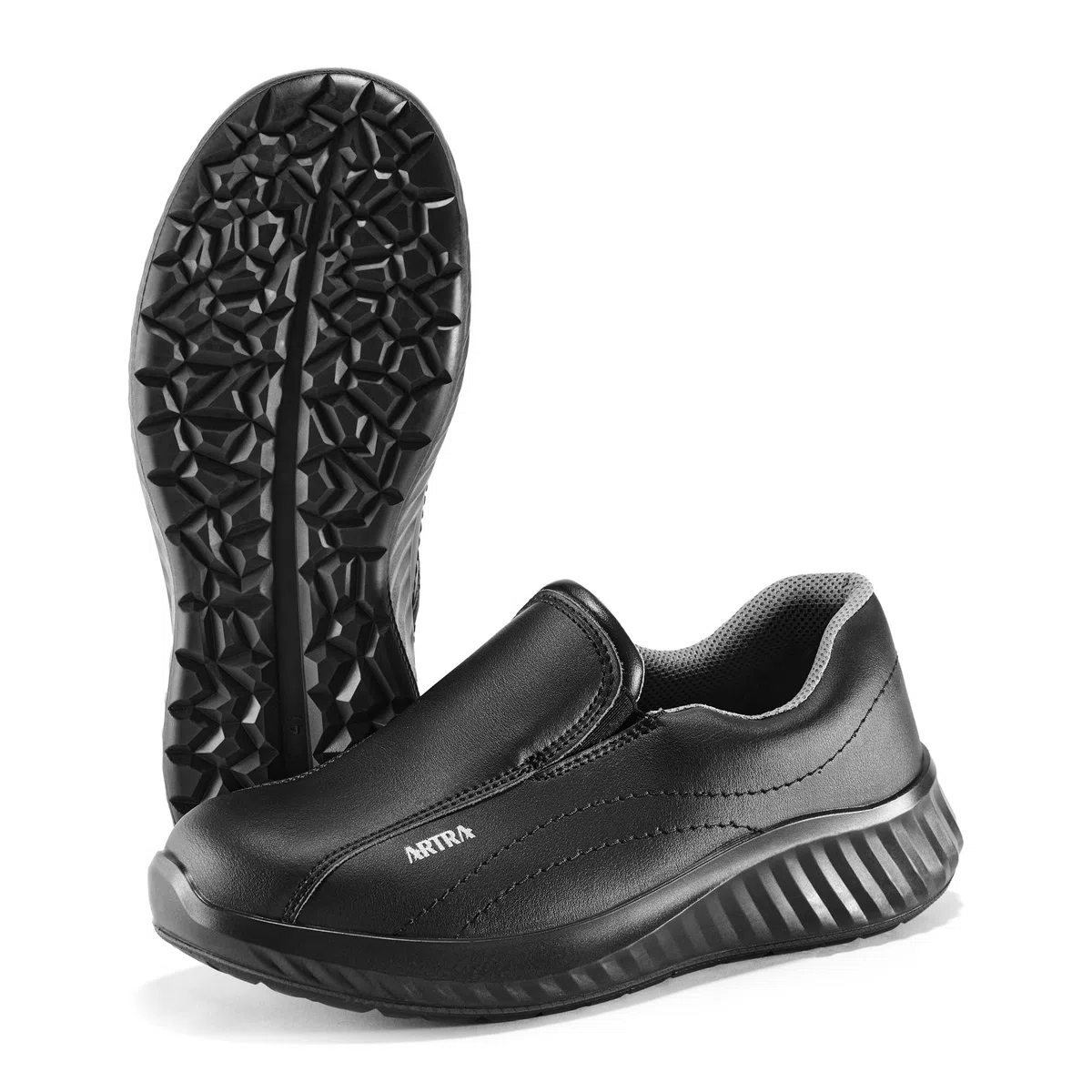 ARTRA Arica 6207 - Zapatillas de trabajo antideslizantes con puntera de acero, para alimentos, cocina, clínica, artesanía, S2, SRC, Negro , 42 EU