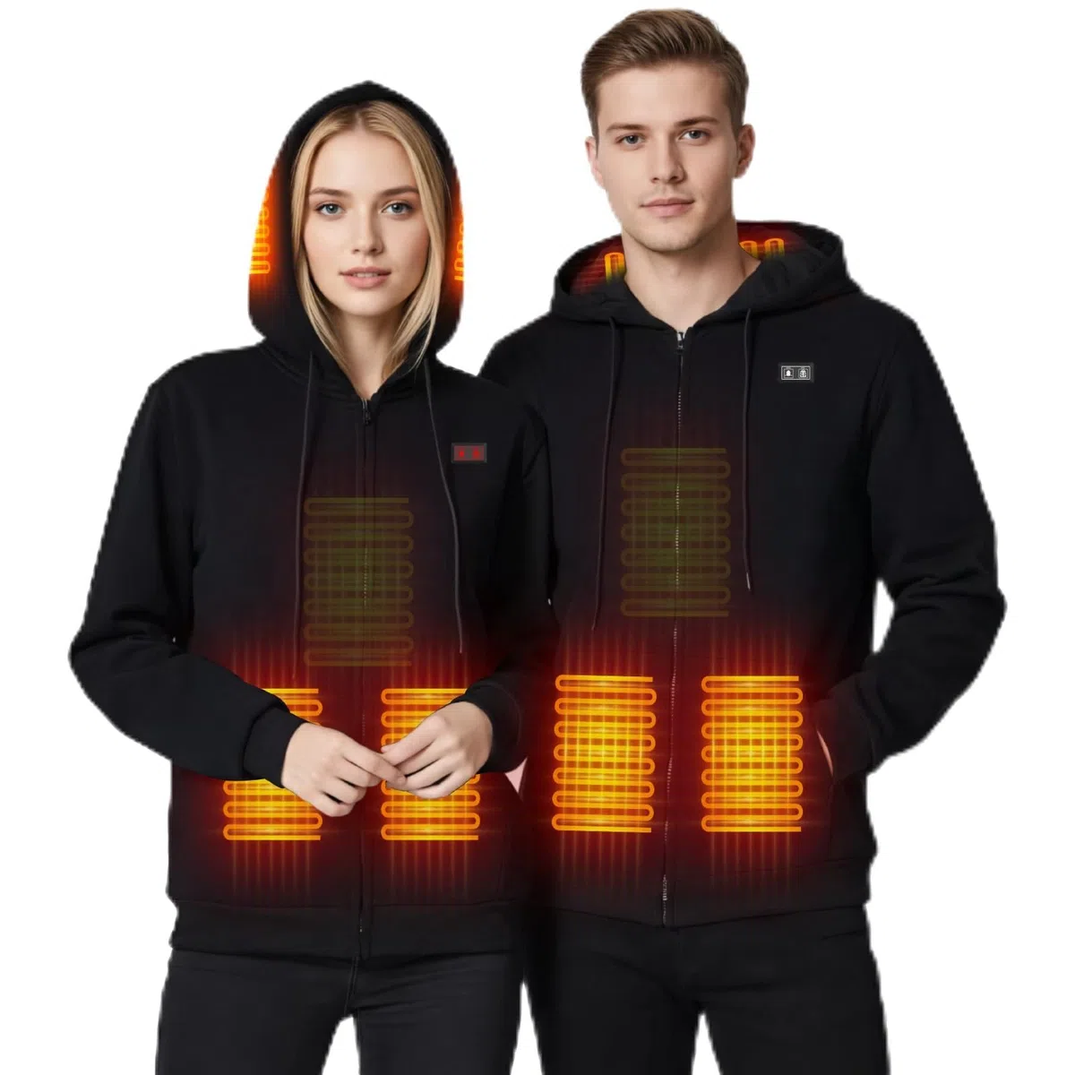 Sudadera Calefactable con Capucha para Hombre Mujer, Chaqueta Calefacción con Batería, 3 Niveles de Cálido, Calefacción con 6 Zonas, Abrigos