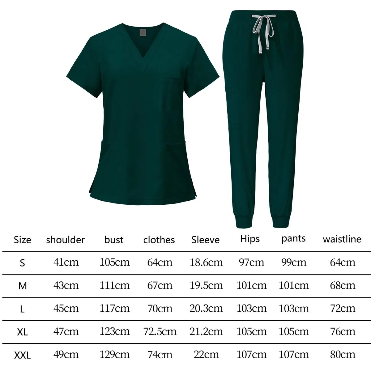 LRXFPIYF Enfermera Conjunto Uniforme Mujer Ropa Sanitaria Pantalón Blusa Accesorios Suave Poliéster Fácil de Lavar Adecuado para Cuidado Personal Centros Médic, Verde oscuro, m