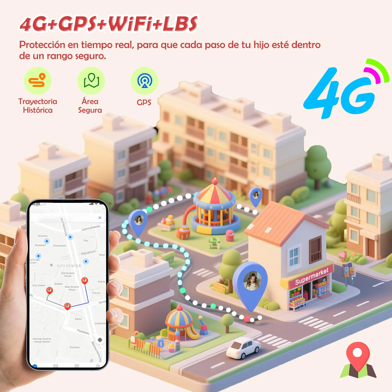 Reloj Inteligente Niño, 4G Smartwatch con Videollamadas, Chat de Voz, 1.75” Smartwatch Niño con GPS Posición, Despertador, Podómetro, Calculadora, Batería Grande de 800 mAh
