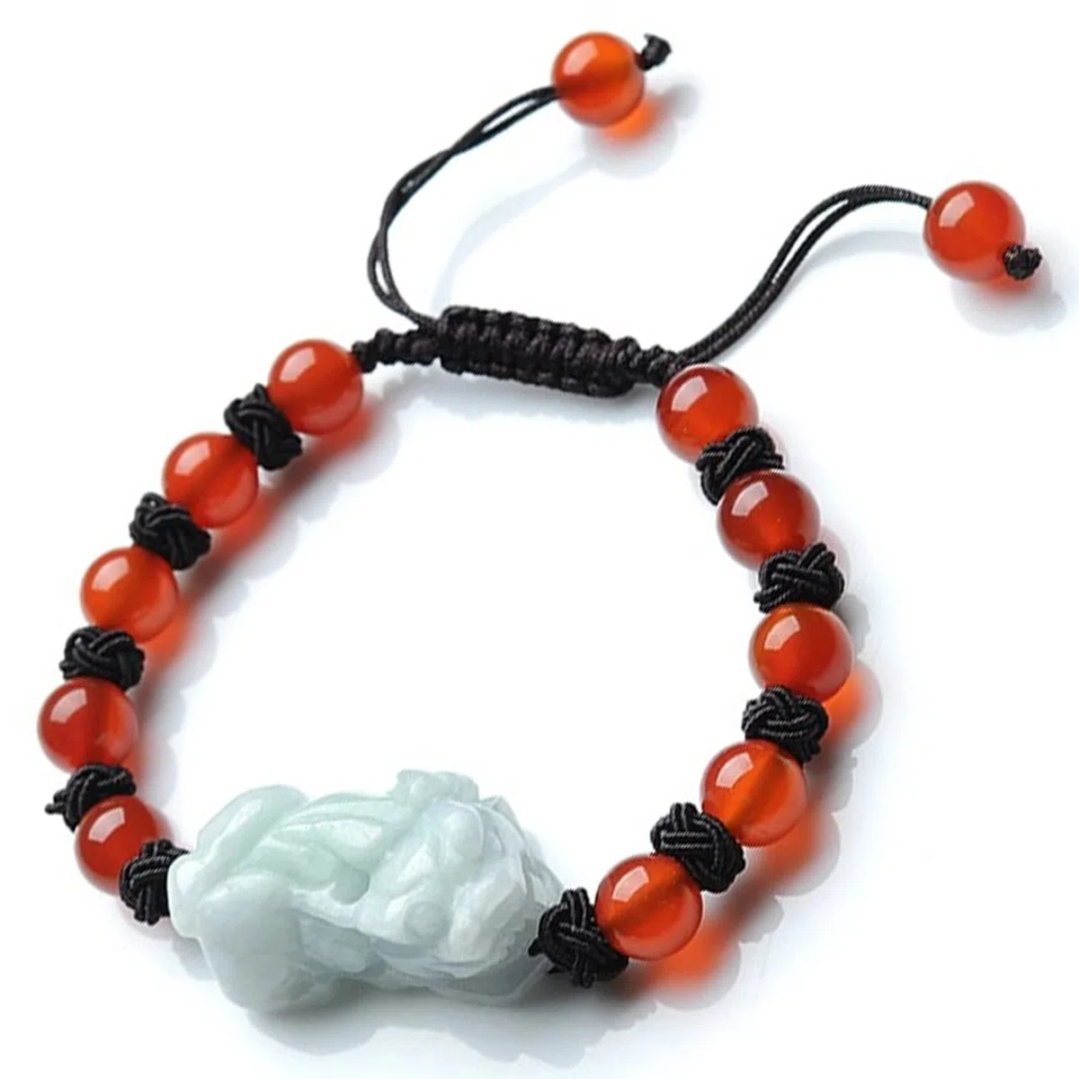 Feng Shui Pi Yao para Mujeres y Hombres, Amuleto de la Suerte, Pulsera de Hilo Rojo con Piedras Preciosas de Jade Chino, A