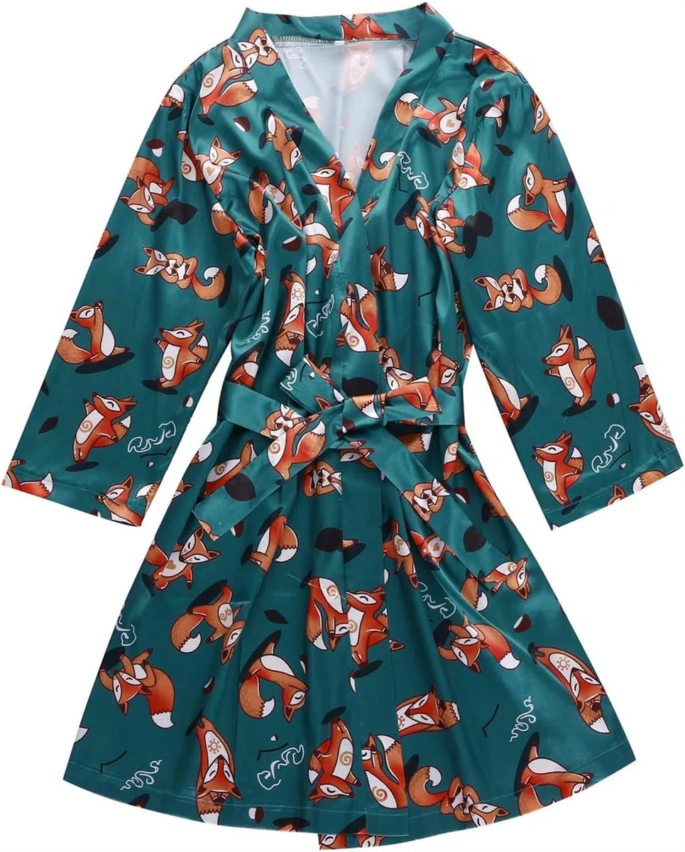 Albornoz Para Viajes Piscina Pijamas De Satén Para Mujer, Camisón Cómodo Con Estampado Floral, Batas Lencería, Albornoz Abierto Frontal Ropa De Dormir